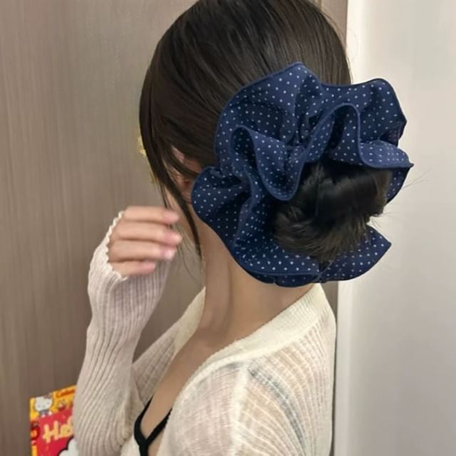 Kiren-Polka Dot Fabric Scrunchie