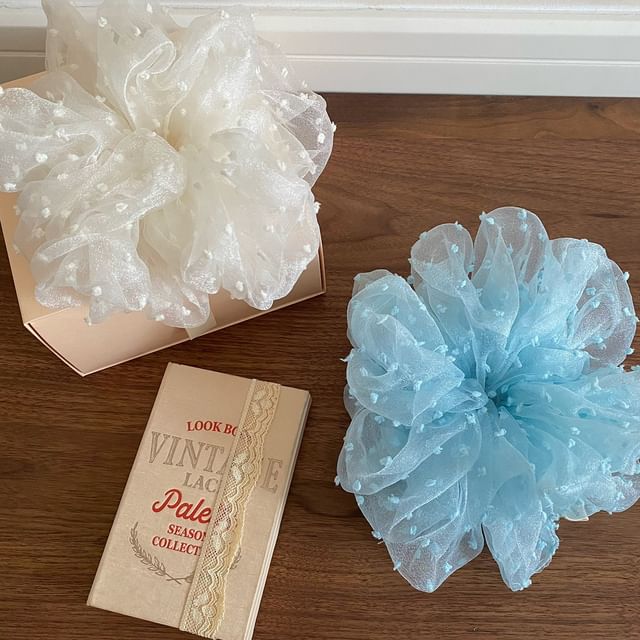 Kiren-Polka Dot Mesh Scrunchie