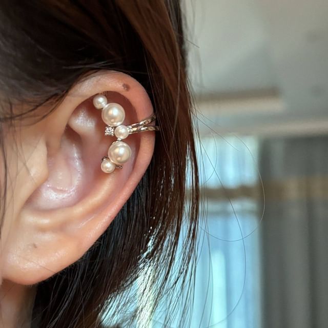 Kiren-Rhinestone Faux Pearl Ear Cuff