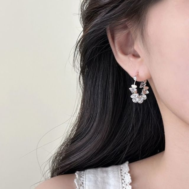 Kiren-Rhinestone Hoop Leverback Earring