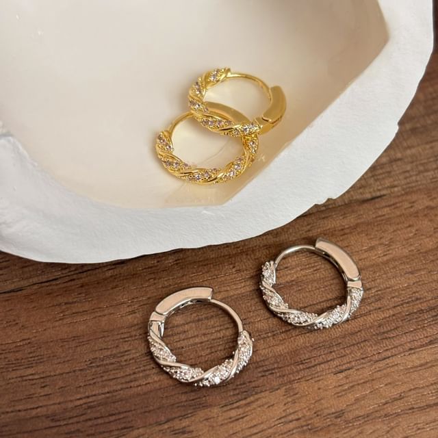 Kiren-Rhinestone Huggie Earring