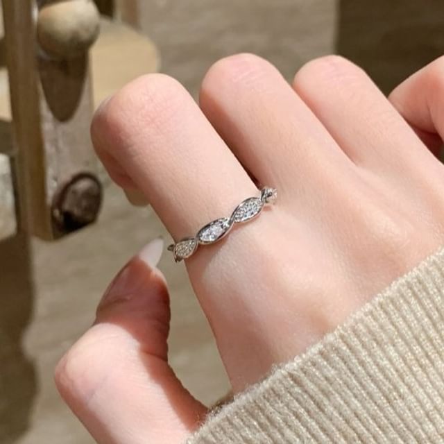 Kiren-Rhinestone Open Ring