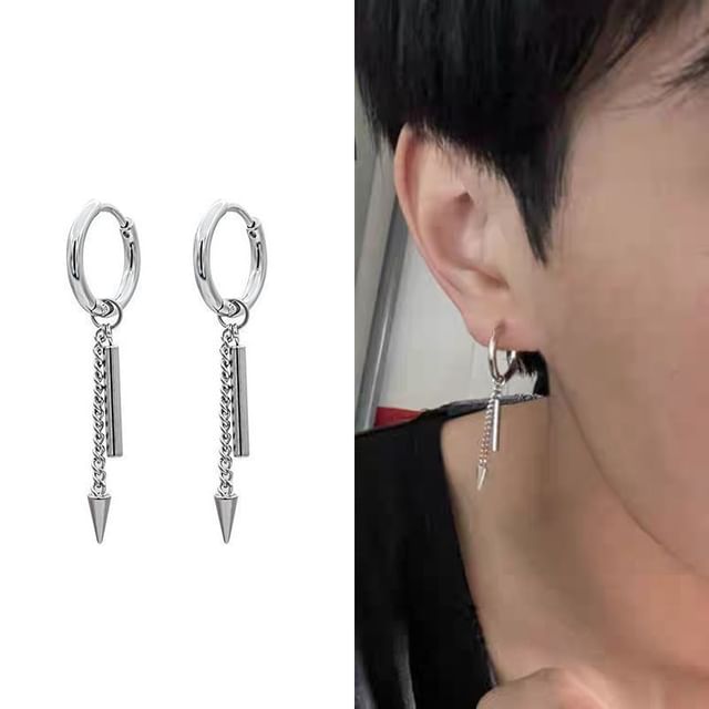 Kiren-Spike Bar Drop Hoop Earring