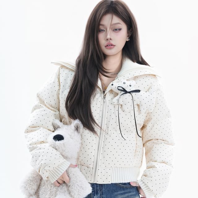 Kizmi-Collar Dotted Puffer Jacket