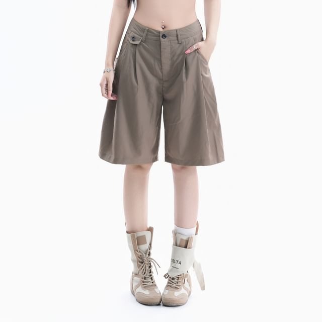 Kizmi-Mid Rise Plain Wide Leg Shorts
