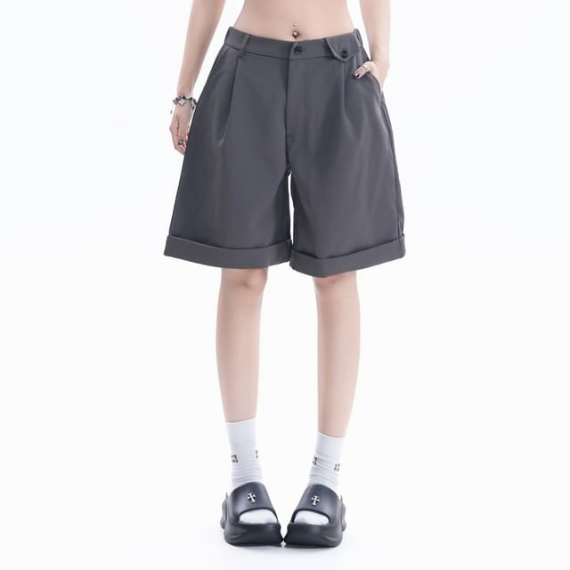 Kizmi-Mid Rise Plain Wide Leg Shorts
