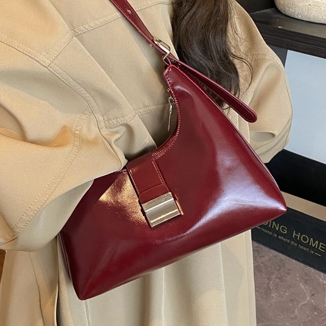 KOCORE-Buckled Faux Leather Shoulder Bag