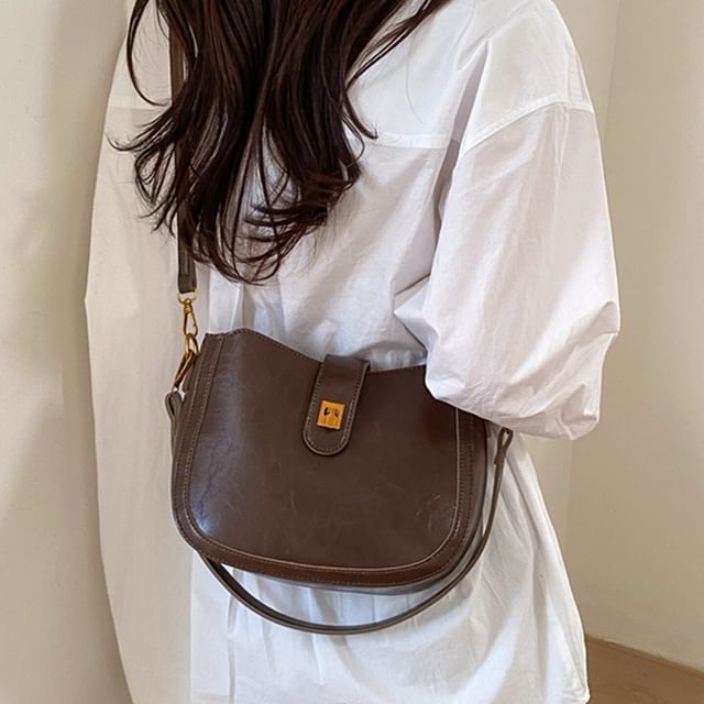 KOCORE-Buckled Faux Leather Shoulder Bag