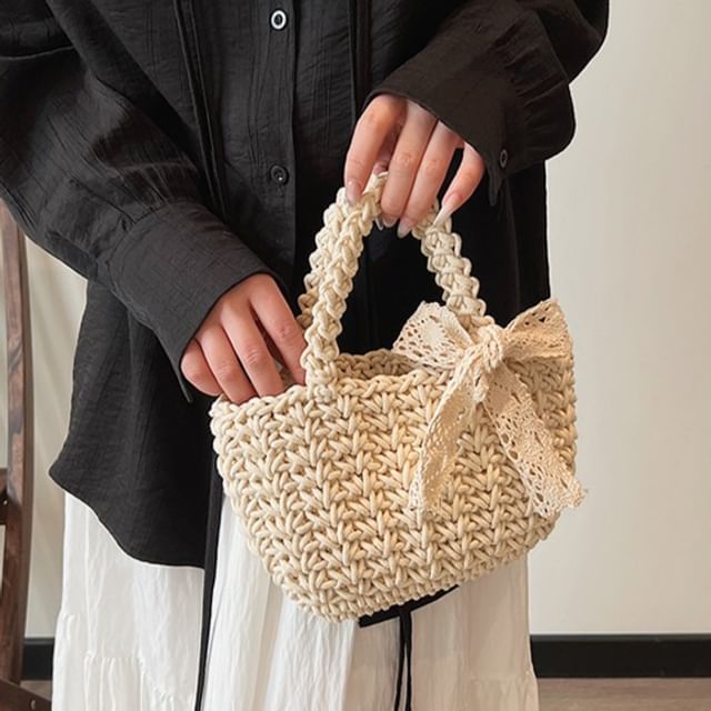 KOCORE-Crochet Ribbon Handbag