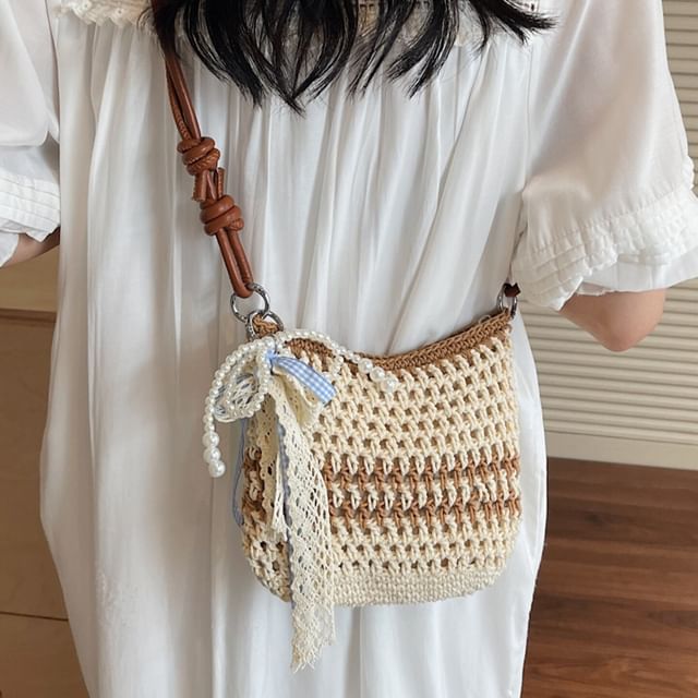 KOCORE-Crochet Two Tone Crossbody Bag