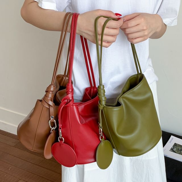 KOCORE-Faux Leather Bucket Shoulder Bag