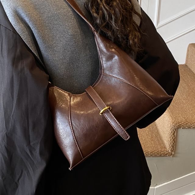 KOCORE-Faux Leather Buckled Strap Shoulder Bag