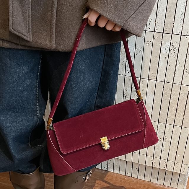 KOCORE-Flap Faux Suede Shoulder Bag