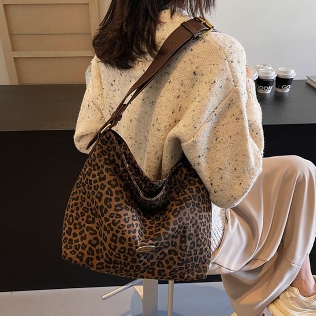 KOCORE-Leopard Print Canvas Tote Bag