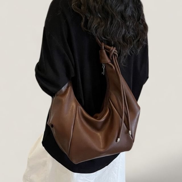KOCORE-Panel Faux Leather Shoulder Bag