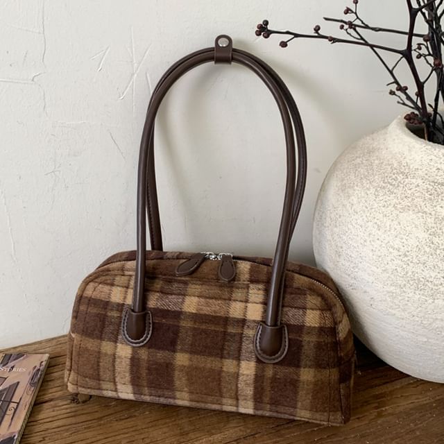 KOCORE-Plaid Bowler Bag