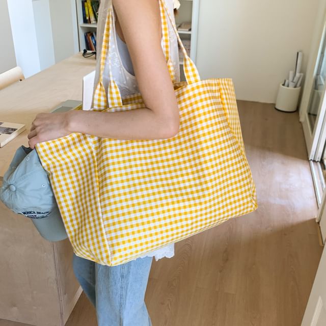 KOCORE-Plaid Tote Bag