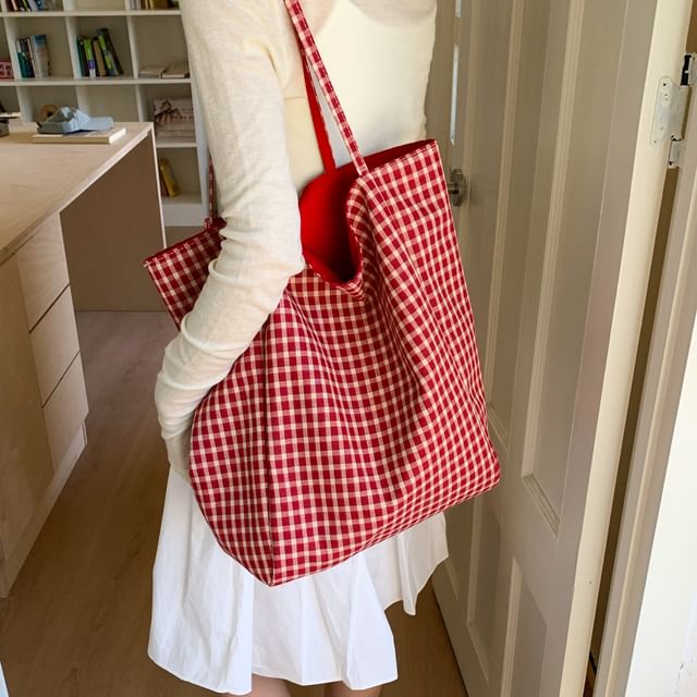 KOCORE-Plaid Tote Bag