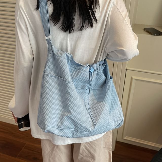 KOCORE-Plain Drawstring Fabric Crossbody Bag