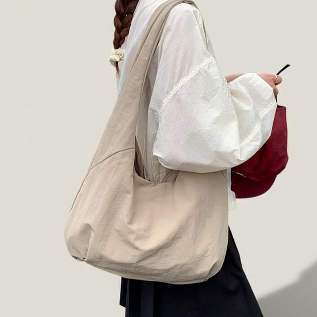 KOCORE-Plain Fabric Shoulder Bag