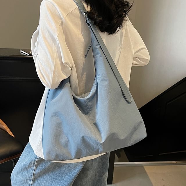 KOCORE-Plain Nylon Crossbody Tote Bag