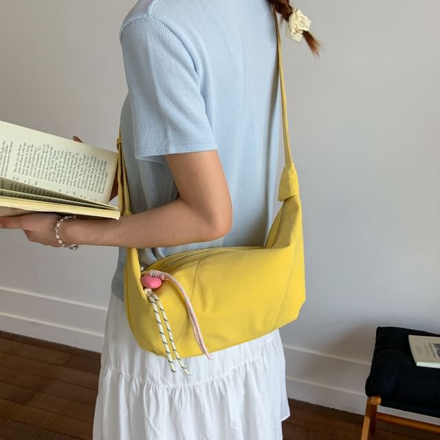 KOCORE-Plain Panel Fabric Crossbody Bag