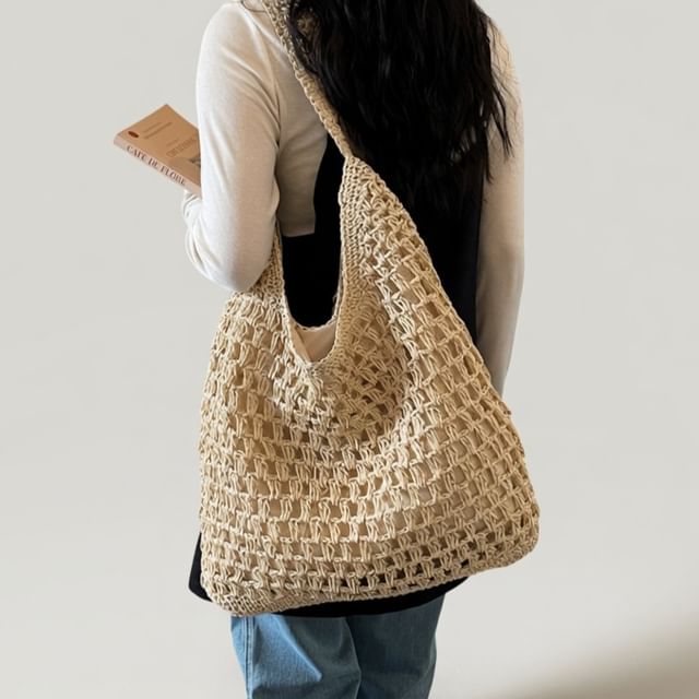 KOCORE-Plain Straw Tote Bag