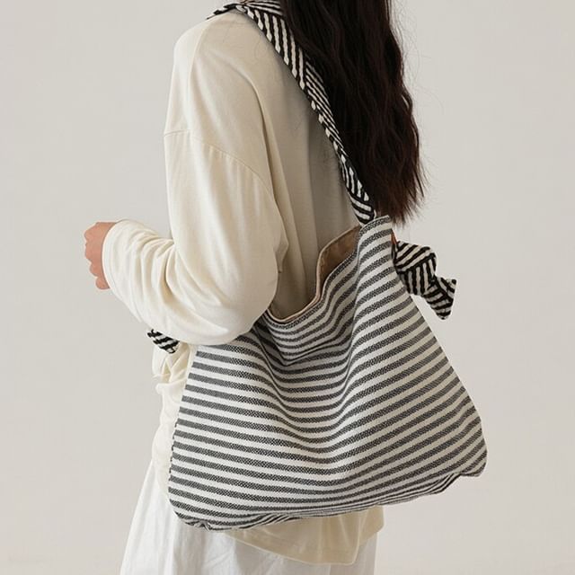 KOCORE-Striped Canvas Tote Bag