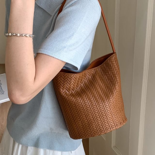 KOCORE-Woven Bucket Shoulder Bag