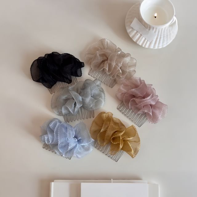 Koi Kawaii-Plain Ruffle Mesh Hair Comb