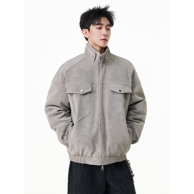 Koiyua-High Neck Zip-Up Jacket