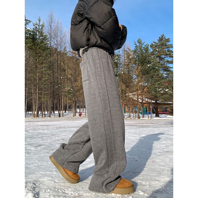 Koiyua-High Waist Plain Wide Leg Pants