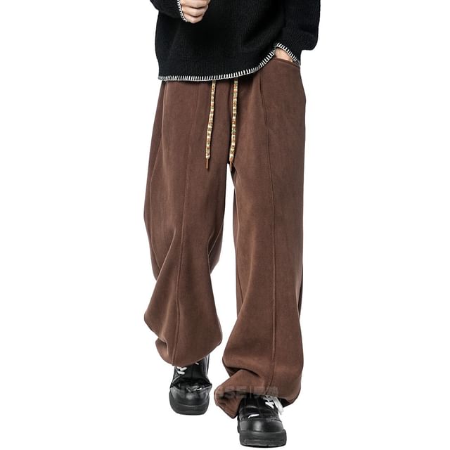 Koiyua-High Waist Plain Wide Leg Pants