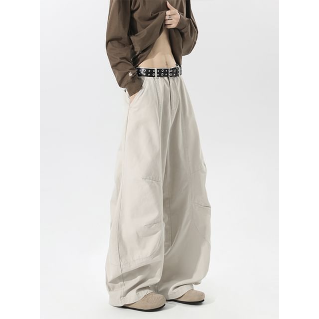 Koiyua-Mid Rise Plain Wide Leg Pants
