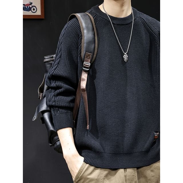 Kong Lane-Crewneck Plain Sweater