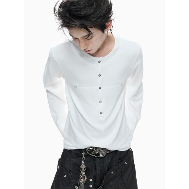 kooklay-Details Studded Mock Two-Piece T-Shirt
