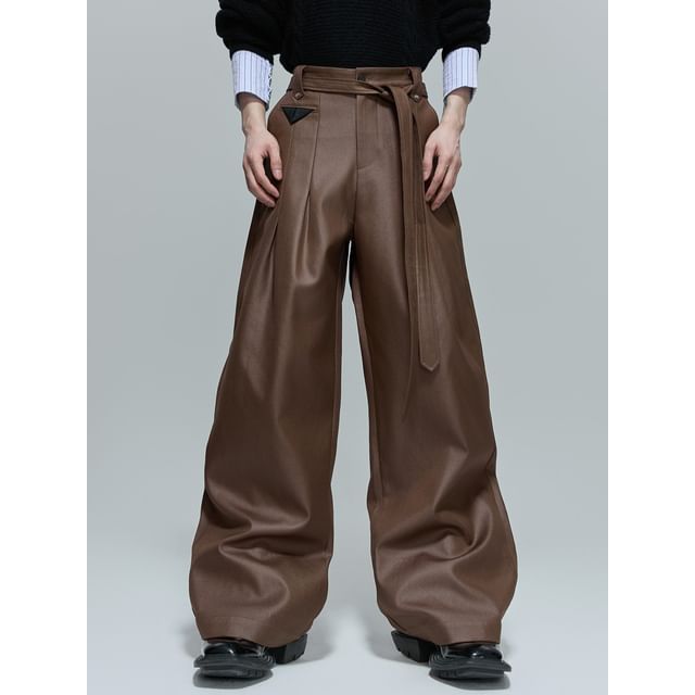 kooklay - Mid Rise Plain Belted Wide Leg Dress Pants | YesStyle kooklay - Mid Rise Plain Belted Wide Leg Dress Pants | YesStyle