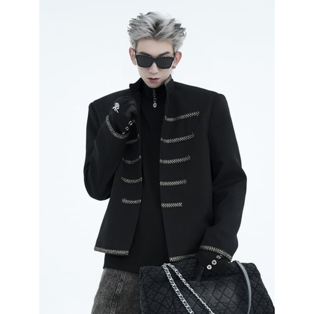kooklay-Open-Front Padded-Shoulder Napoleon Jacket