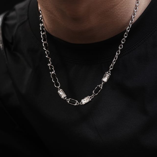 Kopesh-Rhinestone Asymmetrical Chain Necklace