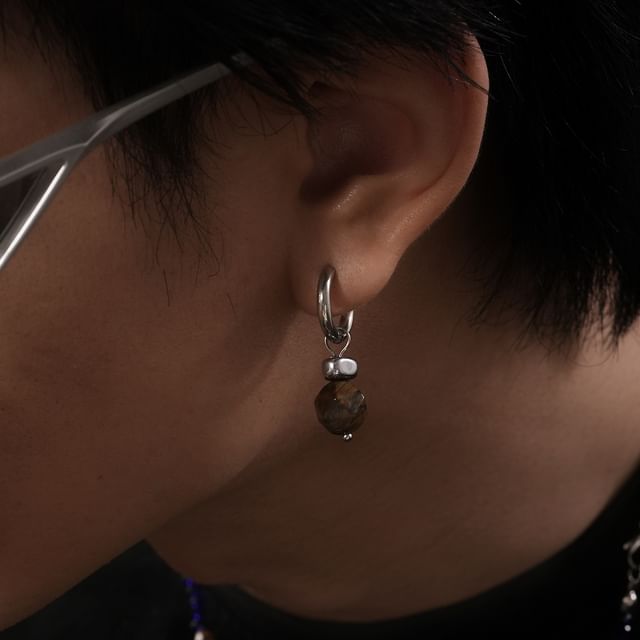 Kopesh-Stainless Steel Beaded Hoop Drop Earring