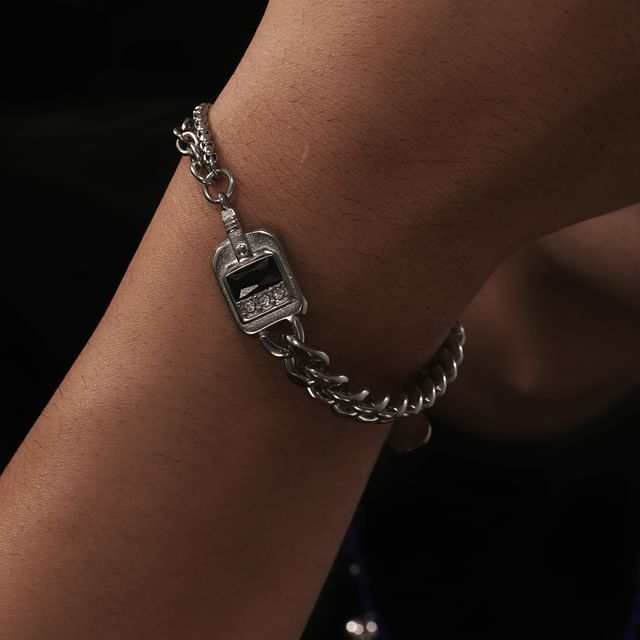 Kopesh-Stainless Steel Rhinestone Chain Bracelet