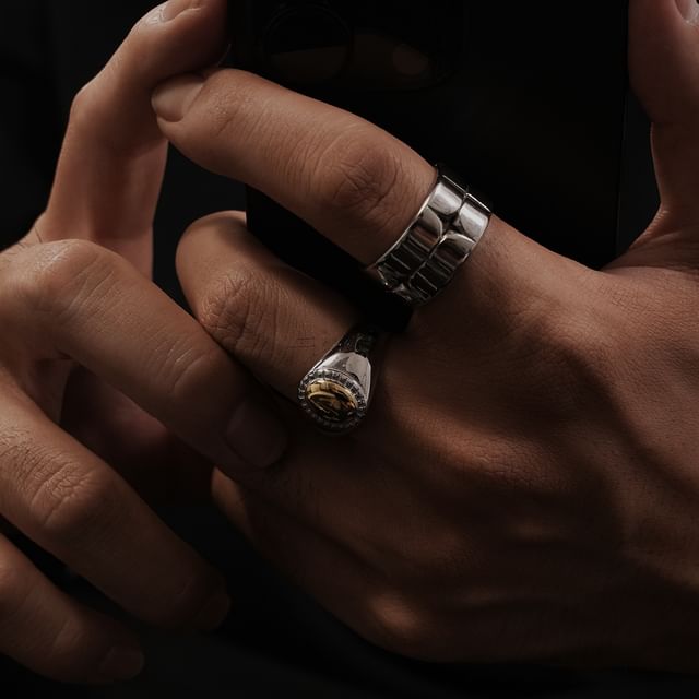 Kopesh-Stainless Steel Two Tone Cabochon Ring