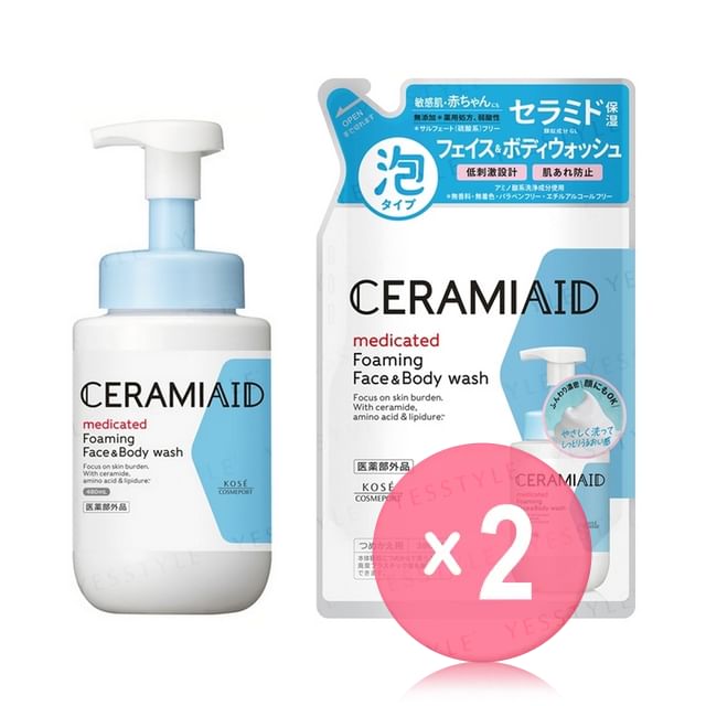 Kose-Ceramiaid Foaming Face Body Wash 2pcs Bundle Set