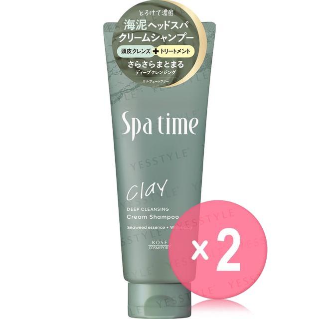 Kose-Spa Time Clay Cream Shampoo Deep Cleansing 2pcs Bundle Set