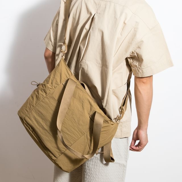 krokki-Plain Canvas Crossbody Tote Bag