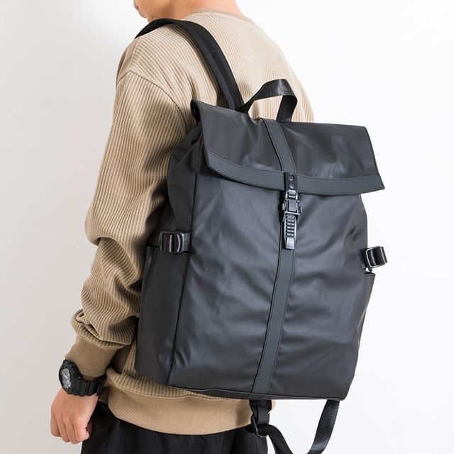 krokki-Water Resistant Buckled Flap Backpack