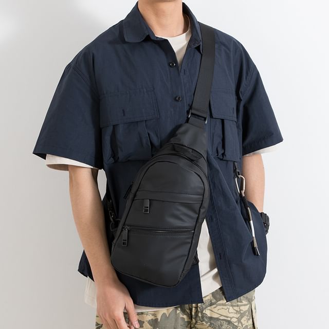 krokki-Zip-Up Plain Sling Bag