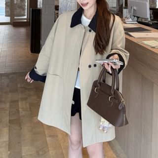 KUMI-Collared Two Tone Trench Coat