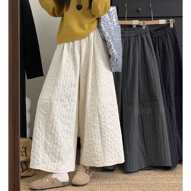 KUMI-High Rise Plain Crop Wide Leg Pants