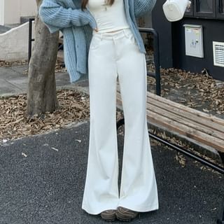 KUMI-High Rise Plain Flared Pants